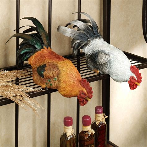 Rooster Shelf Sitter Set Rooster Kitchen Decor Chicken Kitchen Decor
