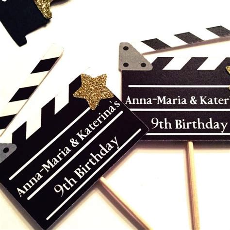 Personalized Movie Clapperboard Cupcake Toppers Hollywood Etsy