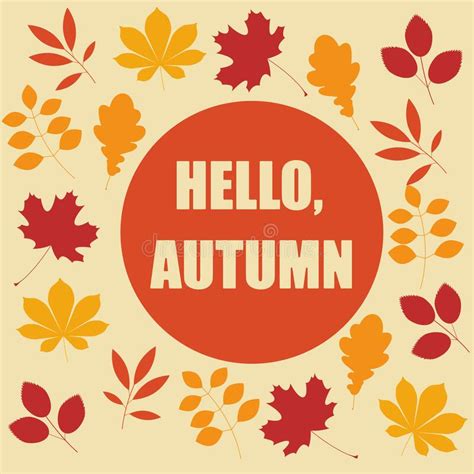 Autumn Banner Hello Autumn Warm Colors Stock Illustration