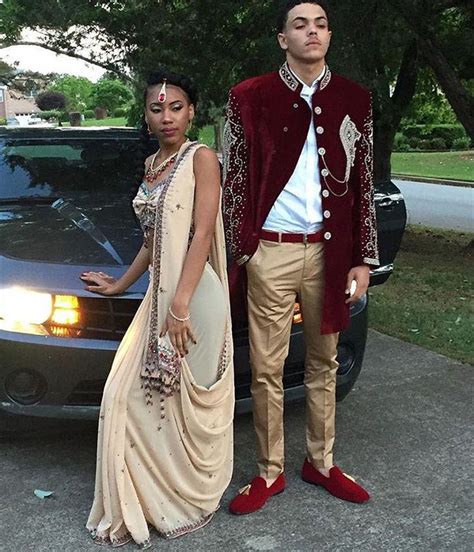 Homecoming Outfits With Saree For Black Couple On Stylevore