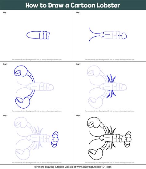 How To Draw A Cartoon Lobster Printable Step By Step Drawing Sheet