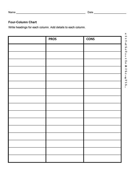 27 Printable Pros And Cons Lists Charts Templates Templatelab