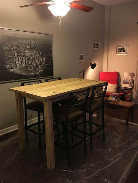Diy $25 pub table/kitchen island project. DIY Bar Height Farmhouse table! Lumber & supplies from Lowe's cost about $100! | Bar height ...