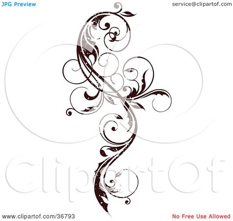 Clipart Illustration Of A Dark Brown Grungy Curly Vine