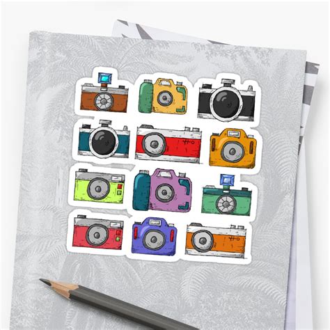 Cameras Colorful Sticker By Amandadesign Redbubble
