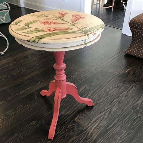 Floral Hand Painted Pedestal Side Table In 2021 Whimsical Painted