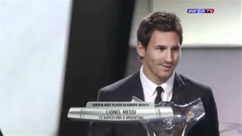 Messi Wins Uefa Best Player In Europe Award 2011 Youtube