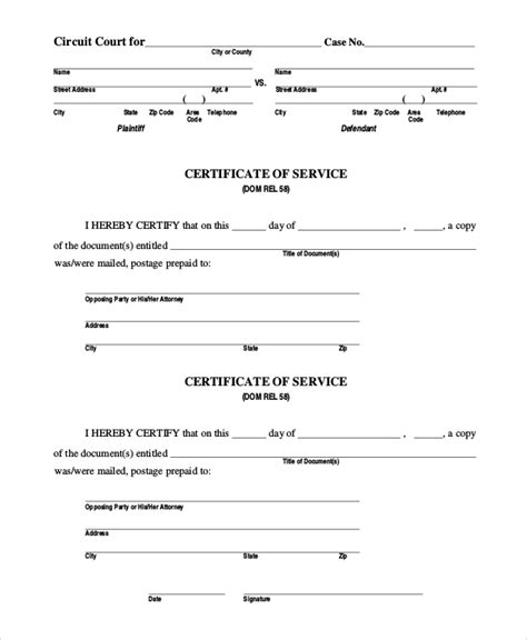 Free 16 Sample Certificate Of Service Forms In Pdf Word