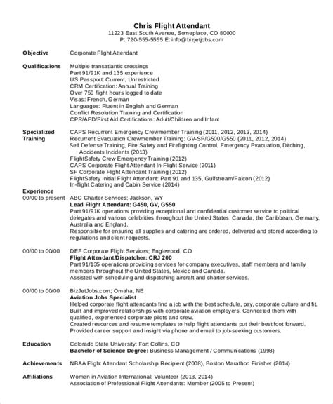 Free 10 Resume Format For Flight Attendant Free Samples Examples