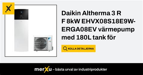Daikin Altherma värmepump 3 f 8kW EHVX08S18E9W ERGA08EV med tank av