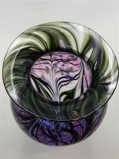Hand Blown Art Glass Vase Purple And Lavender
