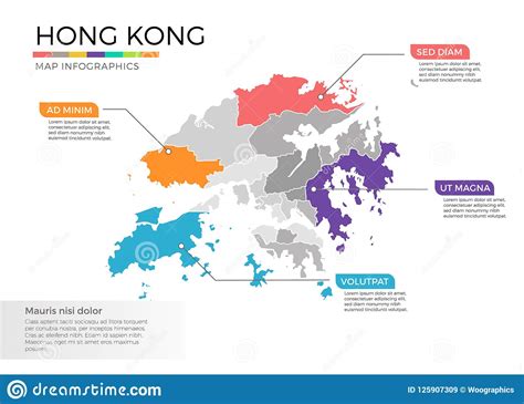Hong Kong Map Infographics Vector Template With Regions And Pointer
