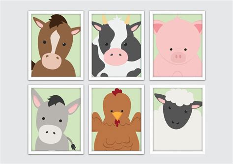 Farm animal wall art prints. Farm Animals Nursery Wall Art, Farm Animal Prints, Farm ...