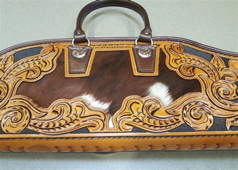 PRICE REDUCED Custom Hand Tooled Leather Rifle Case With Hair On Cow