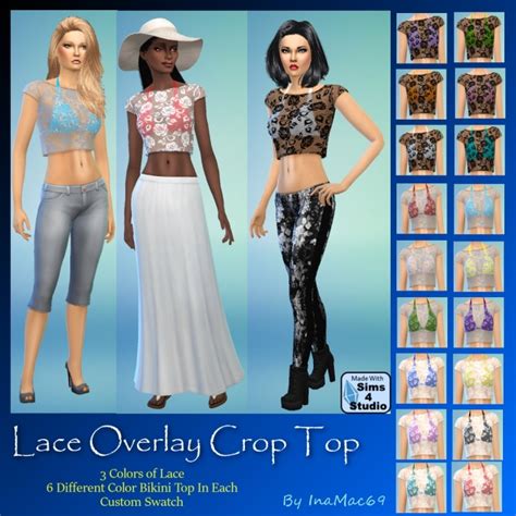 Lace Overlay Crop Top By Inamac69 At Simtech Sims4 Sims 4 Updates