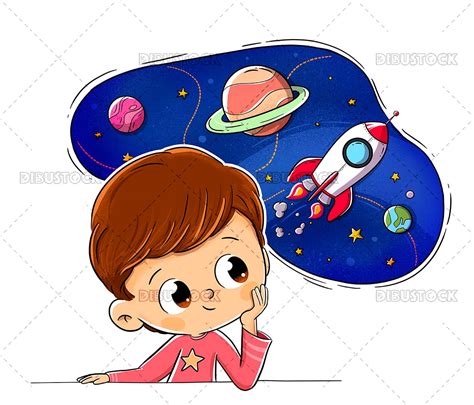 Niño Pensando Imaginando Espacio Dibustock Dibujos E Ilustraciones