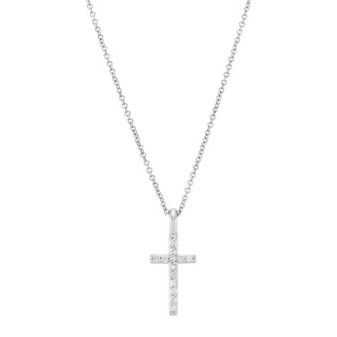 Welry Cross Pendant Necklace With Diamonds In Sterling Silver
