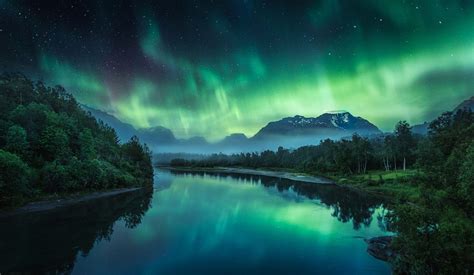 Photography Nature Landscape River Aurora Borealis
