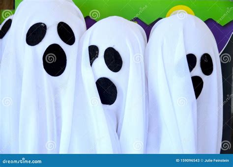 Three Halloween Ghosts Stock Image Image Of Halloween 159096543