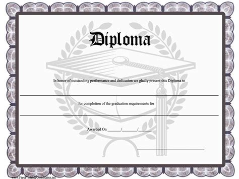 High School Diploma Template Word Doctemplates
