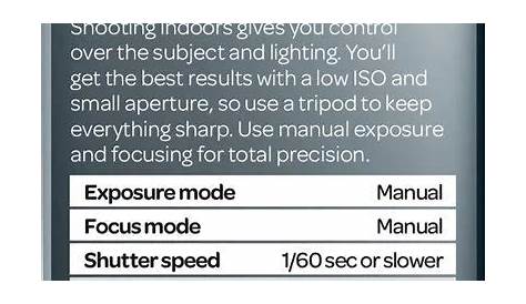 Photography Cheat Sheet: Camera Settings for Indoor Still-Life | Manual