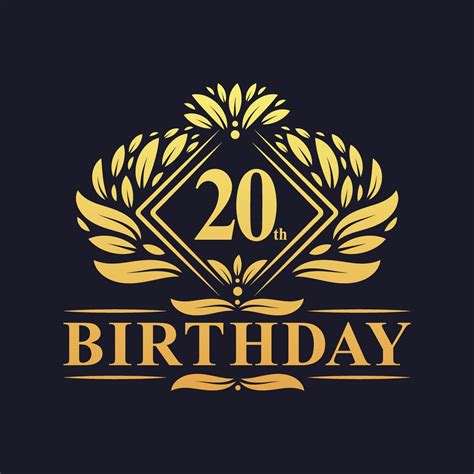 20 Years Birthday Logo Luxury Golden 20th Birthday Celebration
