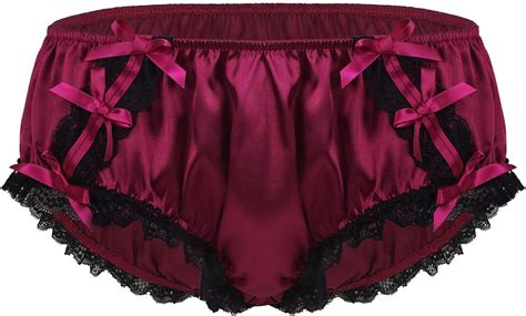 inlzdz mens silky satin ruffled lace lingerie french maid sissy crossdress panties underwear