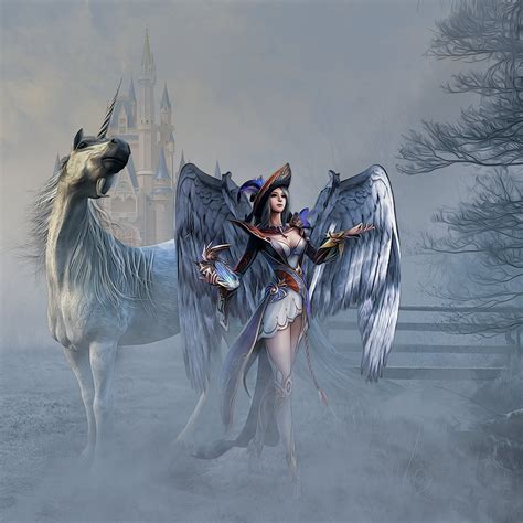 Fantasy Unicorn Warrior Background Etsy