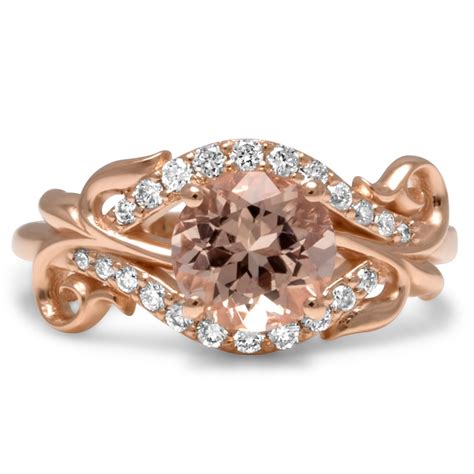 Peach Sapphire Engagement Ring 14k Rose Gold Peach Sapphire Etsy
