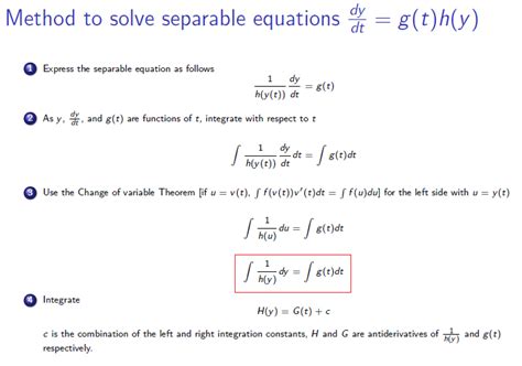 Integration Understanding The Step Of Solving Separable Equations