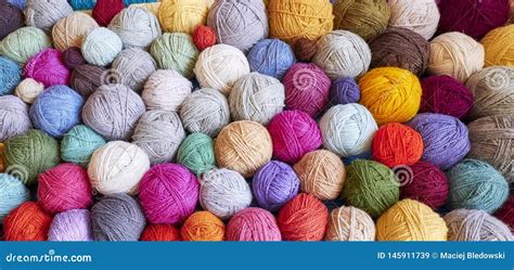 Colorful Background Made Of Wool Yarn Balls Stock Image Image Of