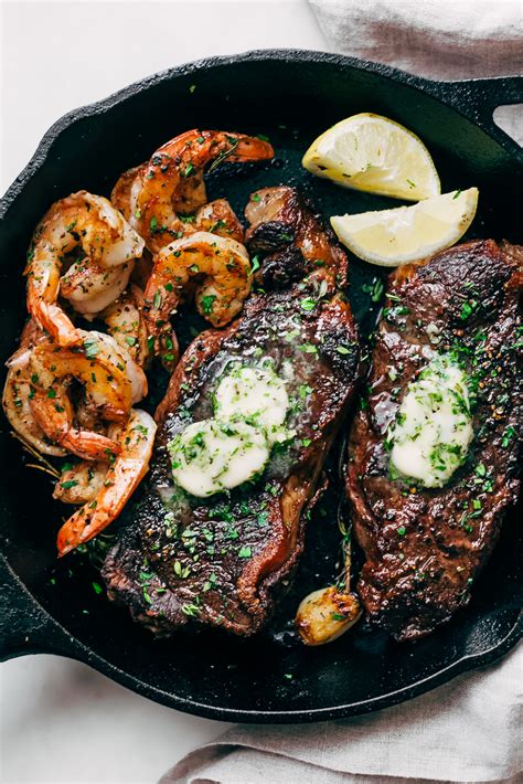 Once they are pink and barely opaque, remove to the prepared plate. Garlic Butter Skillet Steak and Shrimp Recipe - Little ...