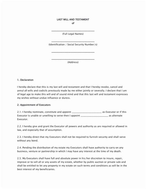 Download Free Last Will And Testament Template Fillable Forms