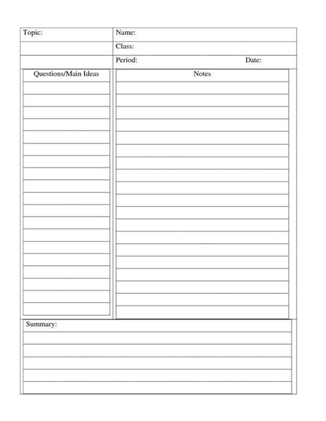 Avid Cornell Notes Template Word Doc Invitation Templates Home