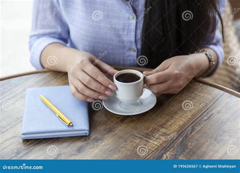 Woman Hand Coffee And Notepad Stock Image Image Of Notepad Coffee