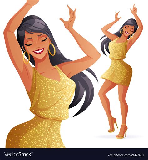 Dancing Woman In Gold Royalty Free Vector Image