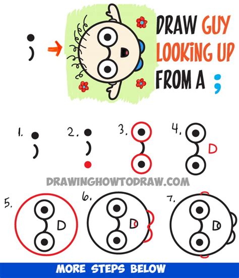 How To Draw A Cartoon Person Waving Up From Semicolon Drawing Tutorial
