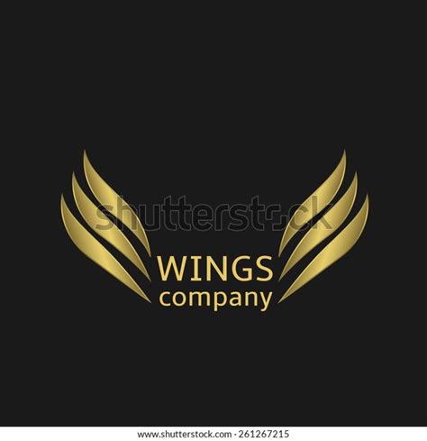Golden Wings Logo On Black Background Stock Vector Royalty Free