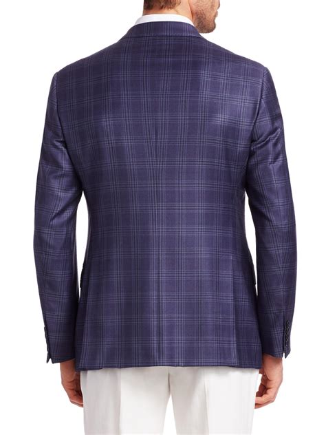 Emporio Armani Plaid G Line Wool Sport Coat In Purple For Men Lyst