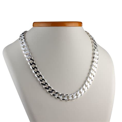 Heavy Sterling Silver Curb Chain 113mm Width Silver Chain For Men