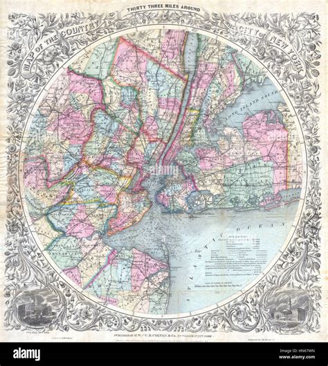 1879 Colton Map Of New York City And Vicinity Hi Res Stock Photography