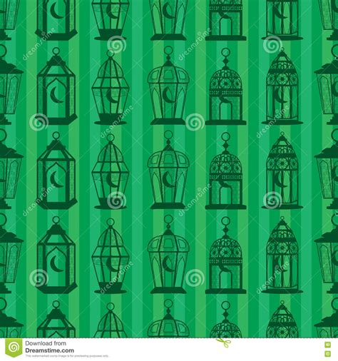 Ramadan Lantern Sihouette Vertical Seamless Pattern Stock Vector