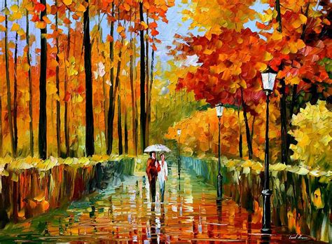 Autumn Rain Palette Knife Oil Painting On Canvas By Leonid Afremov