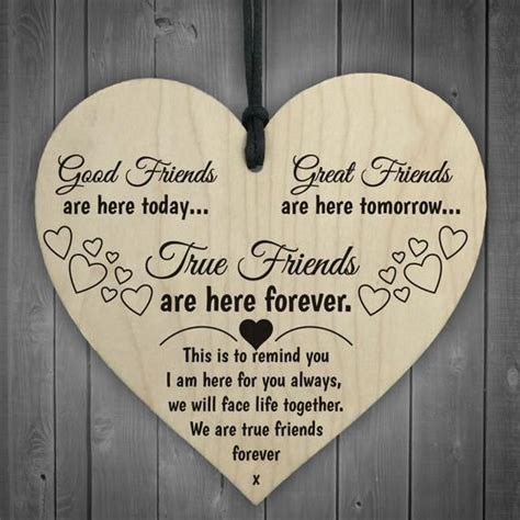 Wooden Heart Plaque True Friends Are Here Forever Etsy Wooden