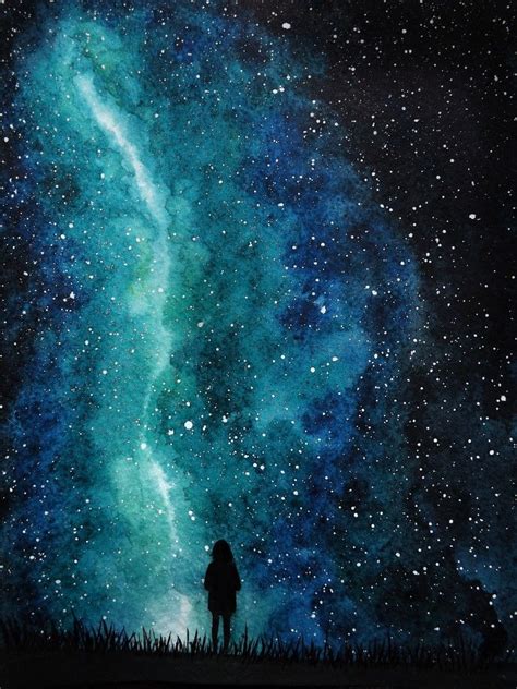 Magic Sky Watercolor Art Drawing Galaxy Stars Sky Art Galaxy