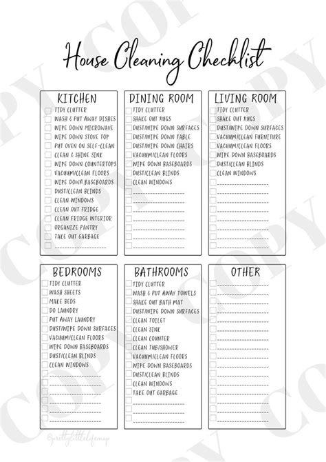 Basic Minimalist House Cleaning Checklist Planner Printable A4 Etsy