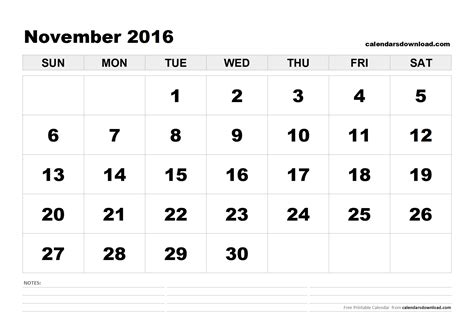 Printable Monthly Calendar Nov 2016 Printable Word Searches