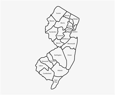 Map Of New Jersey With Counties Transparent Png 323x600 Free