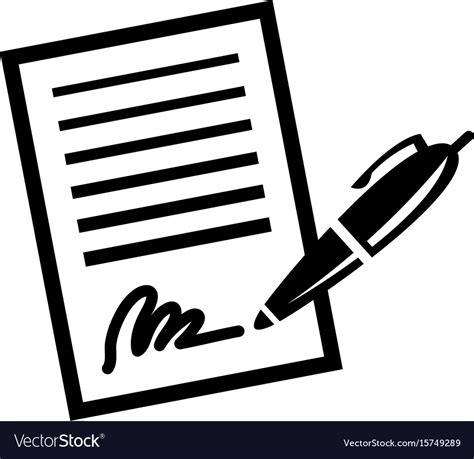 Paper Business Contract Pen Signature Icon Vector Image