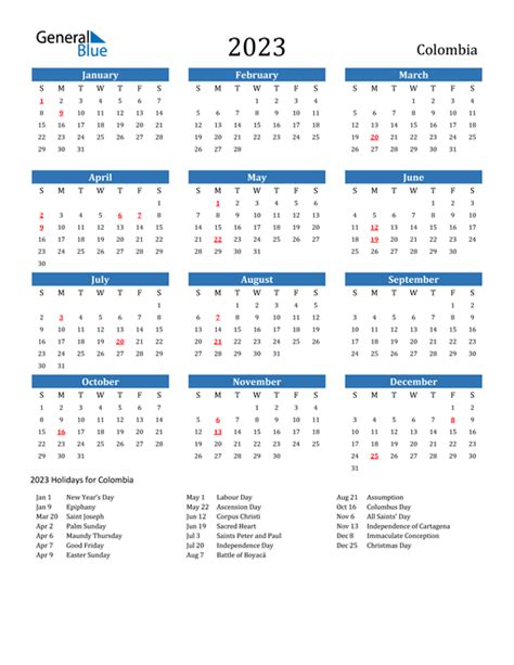 Colombia Holidays 2023 2023 Calendar